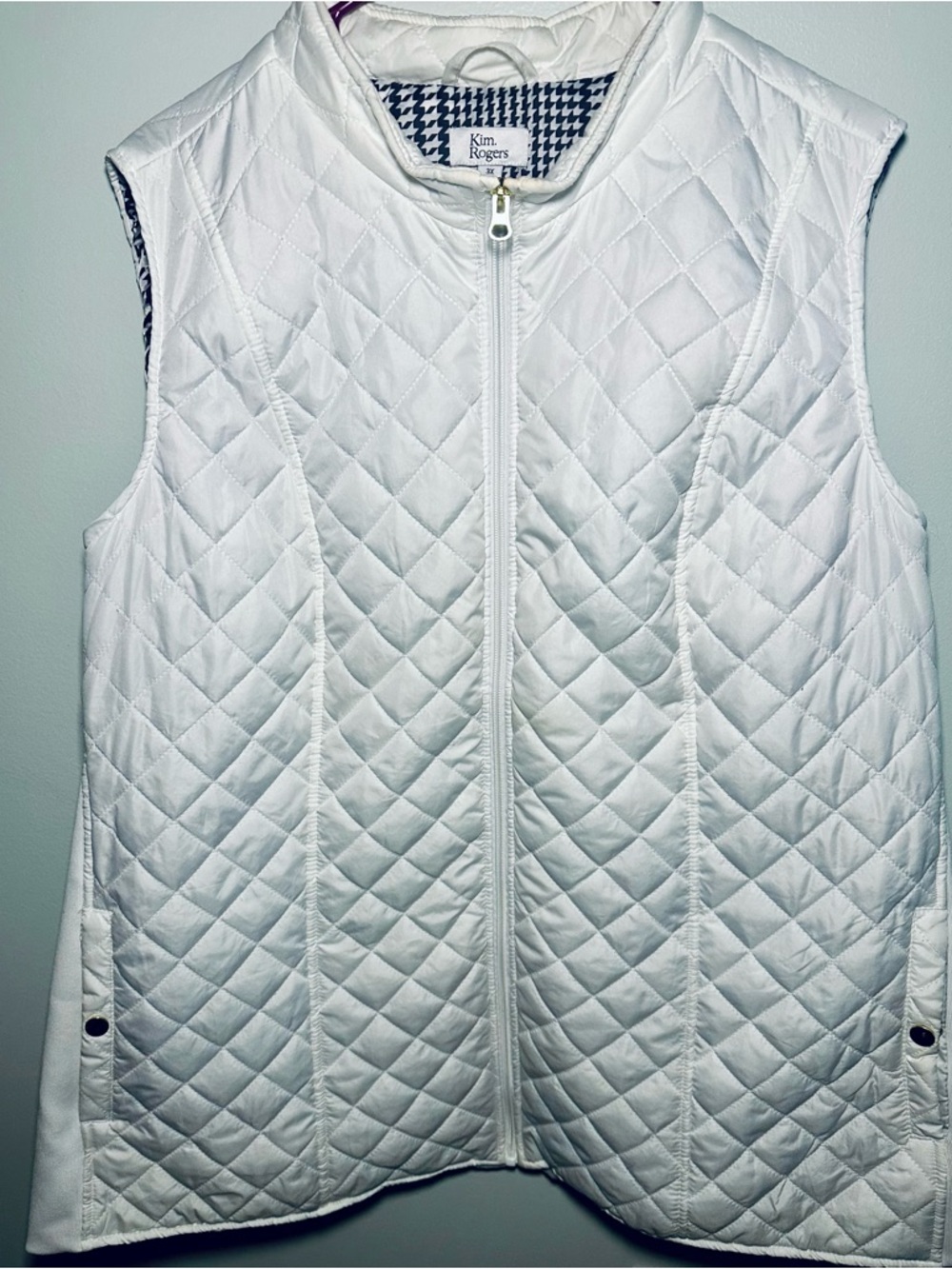 Kim Rogers White Quilted Puffer Vest 3X Zip Front Lightweight